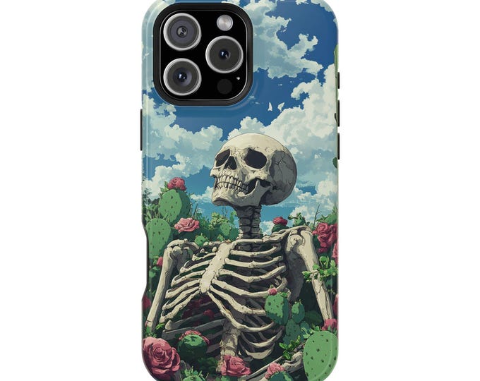 Skeleton Cactus Plant Artwork Phone Case: iPhone, Galaxy, Pixel - Lifetime Warranty