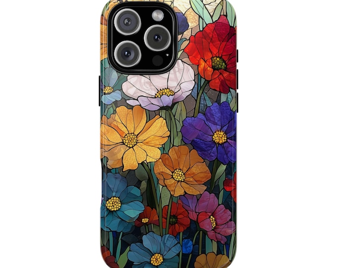 Wildflowers Stained Glass Mural Stunning Floral Phone Case: iPhone, Galaxy, Pixel - MagSafe Compatible