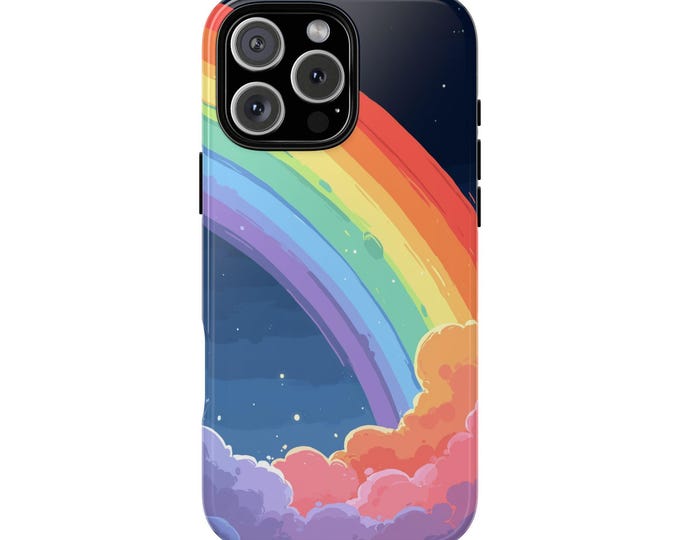 Rainbow Clouds Night Sky Phone Case: iPhone, Galaxy, Pixel - Lifetime Warranty
