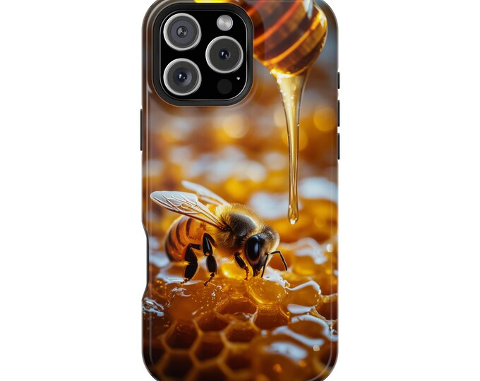 Honey Bee Drizzling Honeycomb Design Phone Case: iPhone, Galaxy, Pixel - Lifetime Warranty