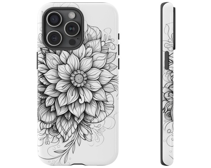 Black White Wildflower Floral Phone Case for iPhone | Samsung Galaxy | Google Pixel