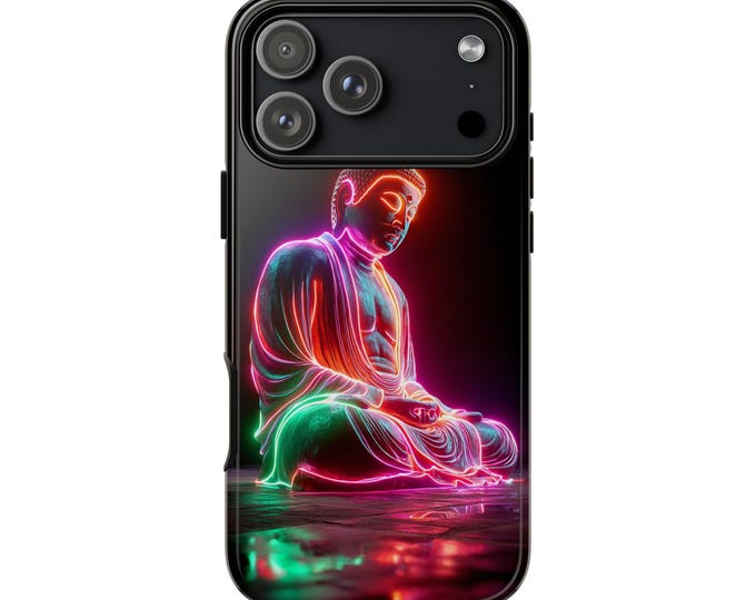 Neon Buddha Colorful Lights Phone Case: iPhone, Galaxy, Pixel - Lifetime Warranty