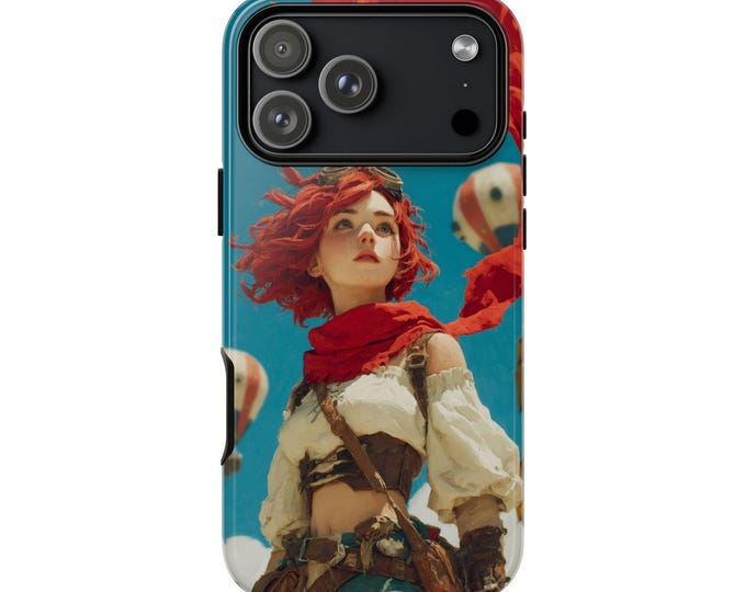 Sky Pirate Airship Girl Phone Case: iPhone, Galaxy, Pixel - Lifetime Warranty
