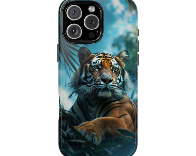 Regal Bengal Tiger Relaxing Green Plants Phone Case: iPhone, Galaxy, Pixel - Lifetime Warranty