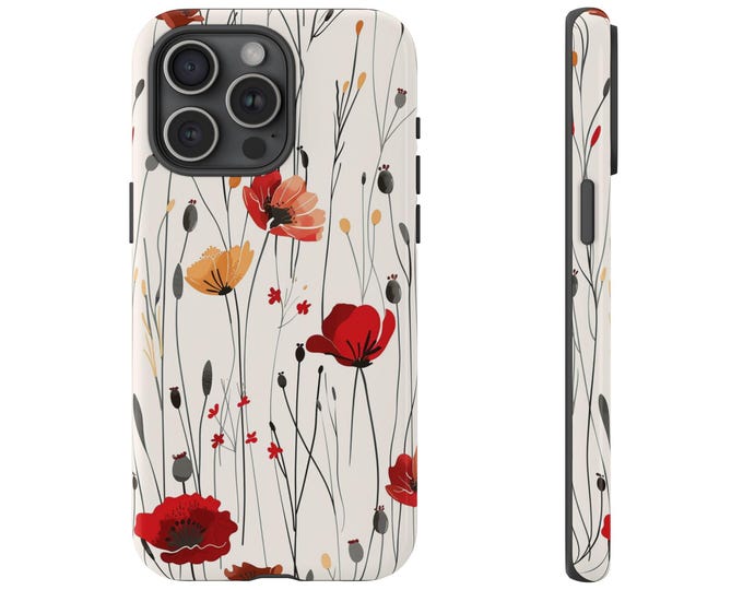 Dry Wildflowers Azalea Minimalist Flower Phone Case: iPhone, Galaxy, Pixel - Lifetime Warranty