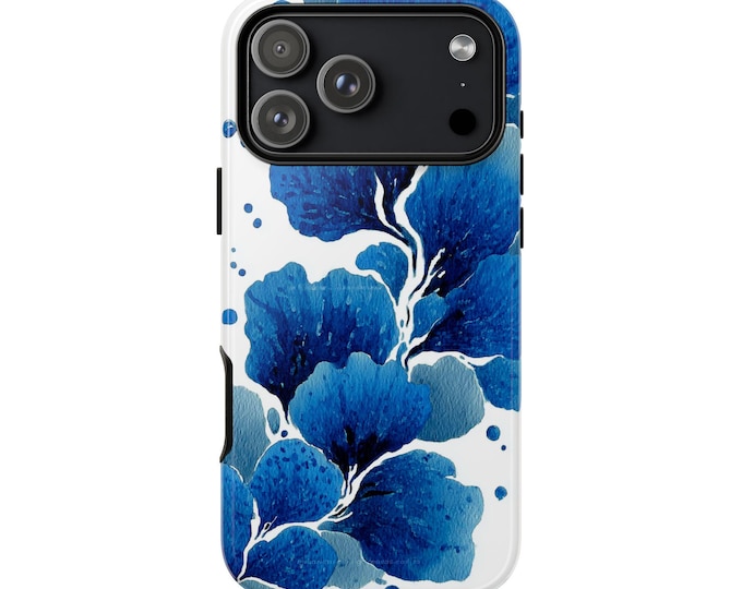 Watercolor Floral Indigo Blue Phone Case: iPhone, Galaxy, Pixel - Lifetime Warranty