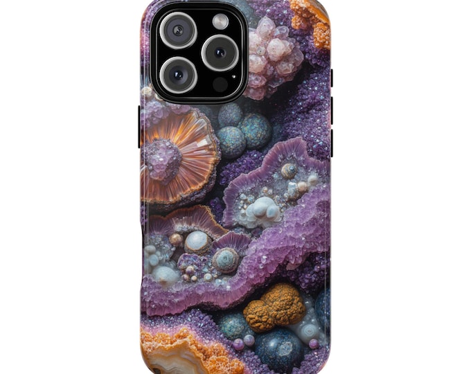 Geode Crystal Rocks Purple Amethyst Agate Phone Case: iPhone, Galaxy, Pixel - Lifetime Warranty