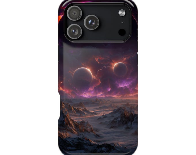 Purple Planet Outer Space Moons Phone Case: iPhone, Galaxy, Pixel - Lifetime Warranty