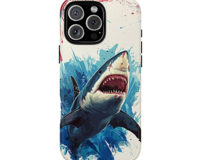 Great White Shark Dynamic Abstract Art Phone Case: iPhone, Galaxy, Pixel - Lifetime Warranty