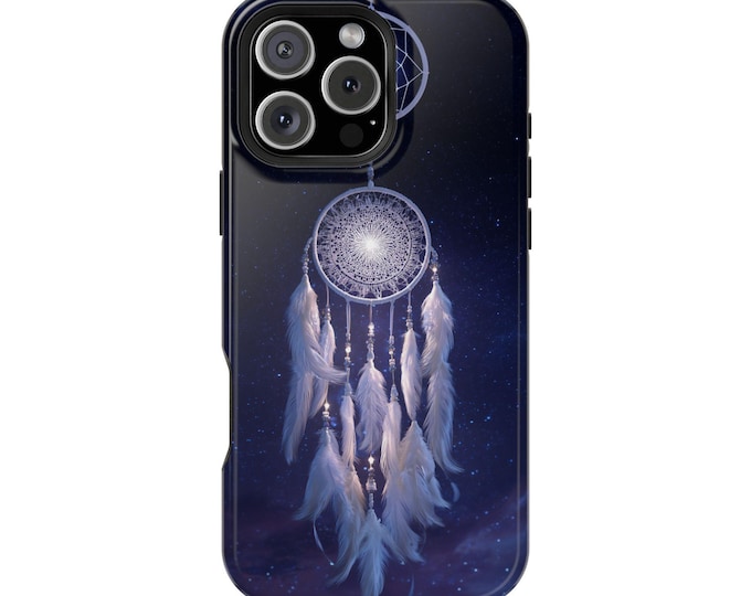 Dreamcatcher Purple Starlit Feathers Phone Case: iPhone, Galaxy, Pixel - Lifetime Warranty