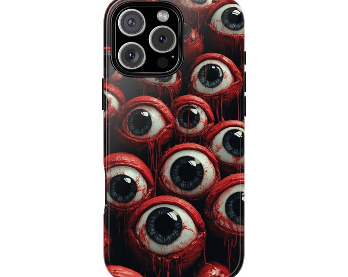 Eyeballs Creepy Eyes Red Scary Horror Phone Case: iPhone, Galaxy, Pixel - Lifetime Warranty