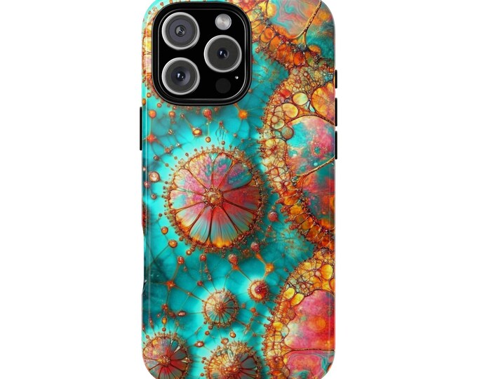 Luminous Microcosm Teal Cell Glow Phone Case: iPhone, Galaxy, Pixel - Lifetime Warranty