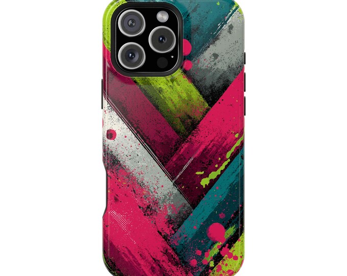 Bright Green Pink Vector Splatter Phone Case: iPhone, Galaxy, Pixel - Lifetime Warranty