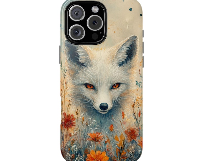 Pastel Kitsune White Fox Floral Phone Case: iPhone, Galaxy, Pixel - Lifetime Warranty