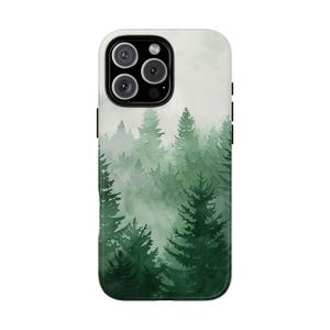 Pine Tree Forest Fog Watercolor Wilderness - Phone Case for iPhone 16 16e 15 14 13 Pro Max | Galaxy S25 S24 | Pixel 9 9a | Wireless Charging