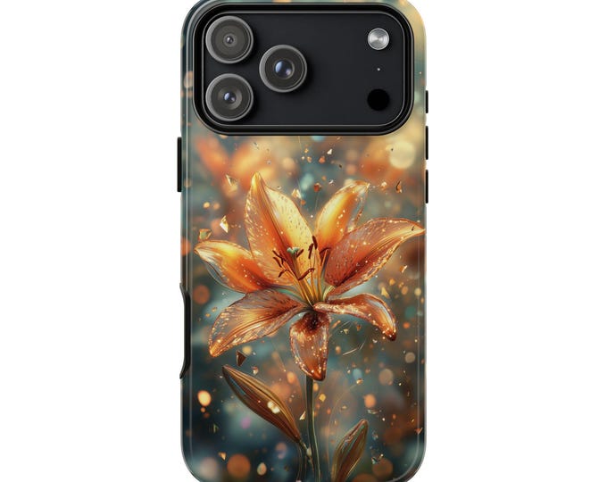 Radiant Tiger Lily Flower Cascade Phone Case: iPhone, Galaxy, Pixel - Lifetime Warranty