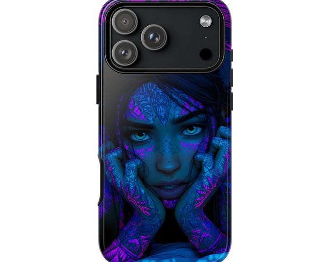 Violet Girl Neon Tribal Tattoo Phone Case: iPhone, Galaxy, Pixel - Lifetime Warranty