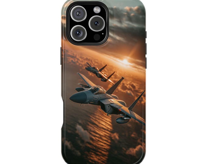 Military F-22 Raptor Jet Planes Sunset Phone Case: iPhone, Galaxy, Pixel - Lifetime Warranty