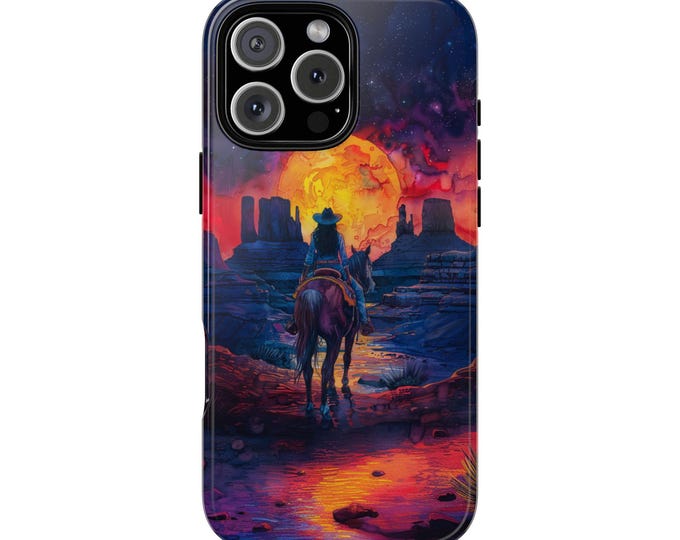 Cowgirl Horse Western Desert Sunset Phone Case: iPhone, Galaxy, Pixel - Lifetime Warranty