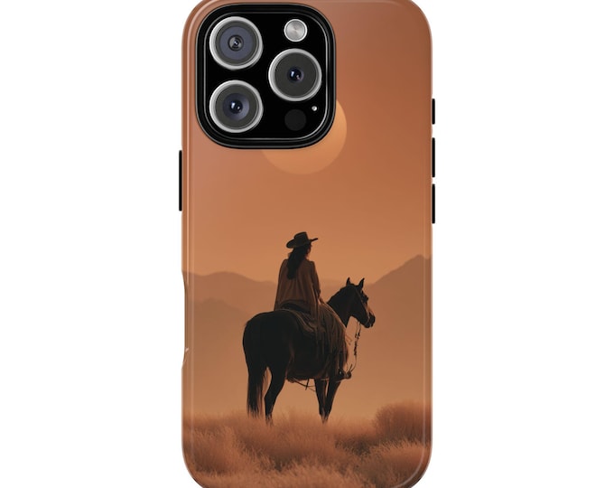 Cowgirl Horse Desert Sunset Phone Case: iPhone, Galaxy, Pixel - Lifetime Warranty