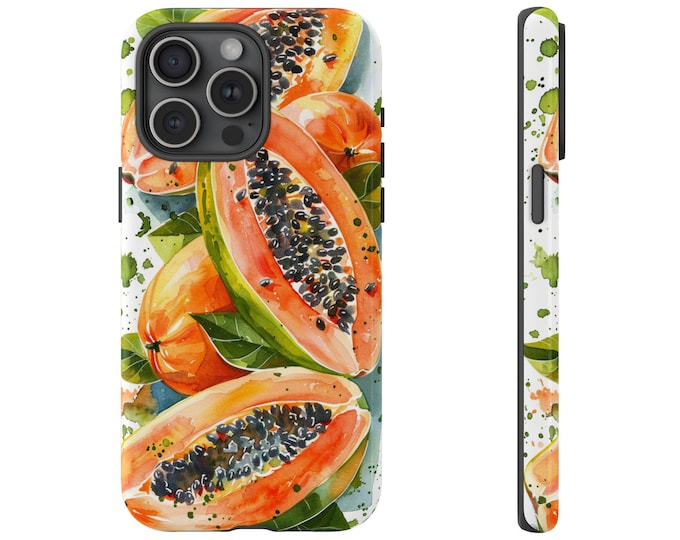 Papaya Fruit Pattern Watercolor Phone Case: iPhone, Galaxy, Pixel - Lifetime Warranty