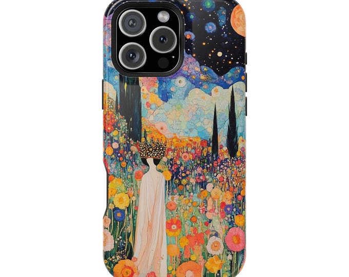 Klimt Dream Celestial Wildflower Woman Muse Phone Case: iPhone, Galaxy, Pixel - Lifetime Warranty