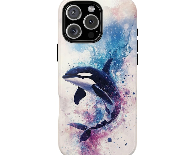 Orca Killer Whale Watercolor Blue Phone Case: iPhone, Galaxy, Pixel - Lifetime Warranty