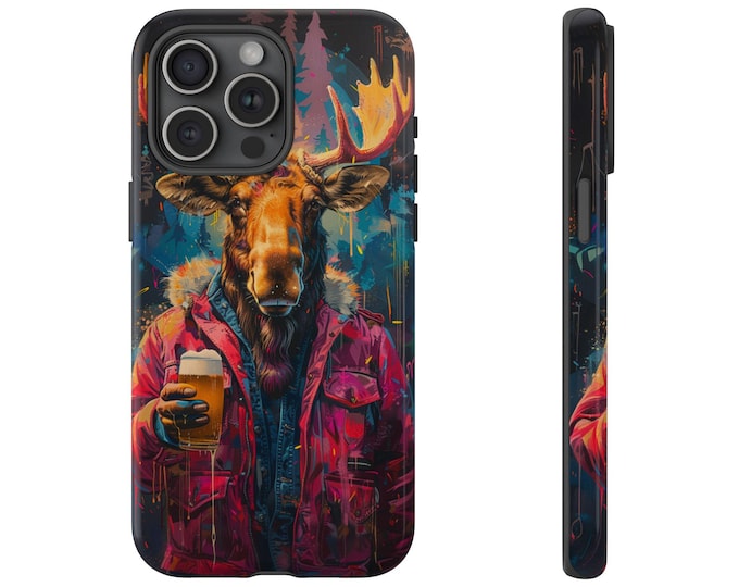 Abstract Moose Beer Painting Phone Case: iPhone, Galaxy, Pixel - Lifetime Warranty