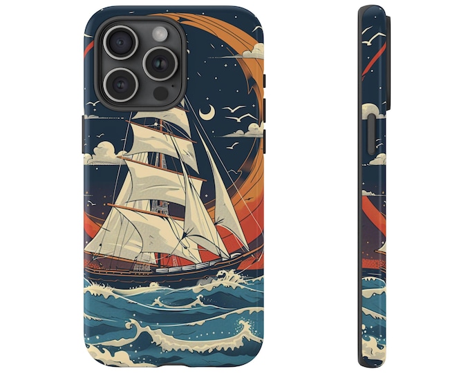 Sailboat Nautical Abstract Space Art Phone Case: iPhone, Galaxy, Pixel - Lifetime Warranty