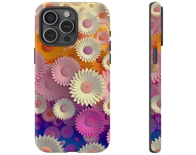 Pastel Floral Paper Cut Phone Case - Flower Pattern Colorful Wildflower Phone Cover - Summer Phone Case - iPhone, Pixel, Samsung Galaxy
