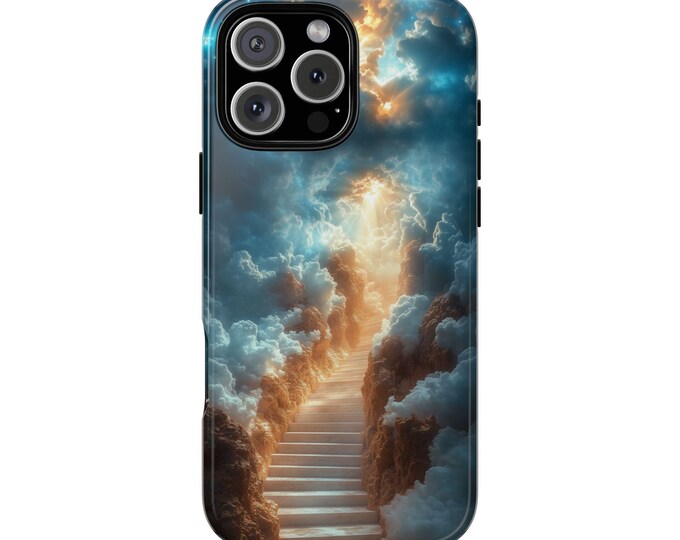 Golden Path to Heaven Stairway Clouds Phone Case: iPhone, Galaxy, Pixel - Lifetime Warranty