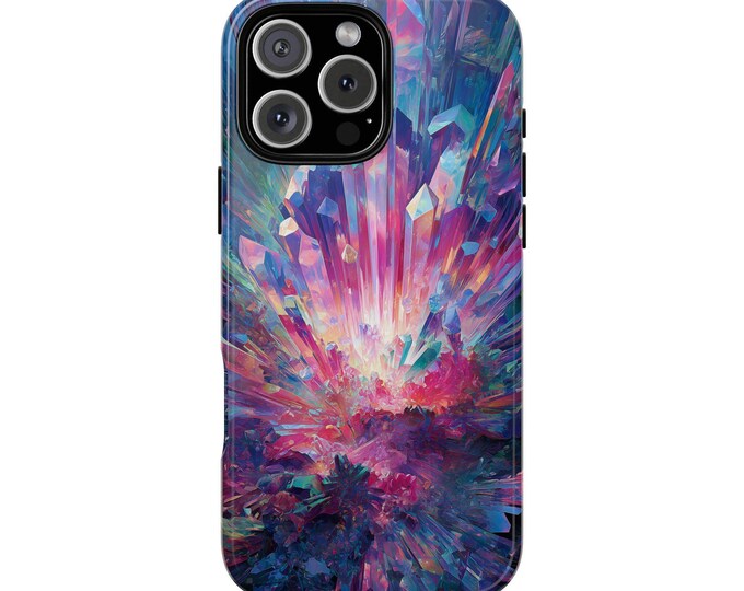 Prismatic Shard Explosion Pink Blue Phone Case: iPhone, Galaxy, Pixel - Lifetime Warranty