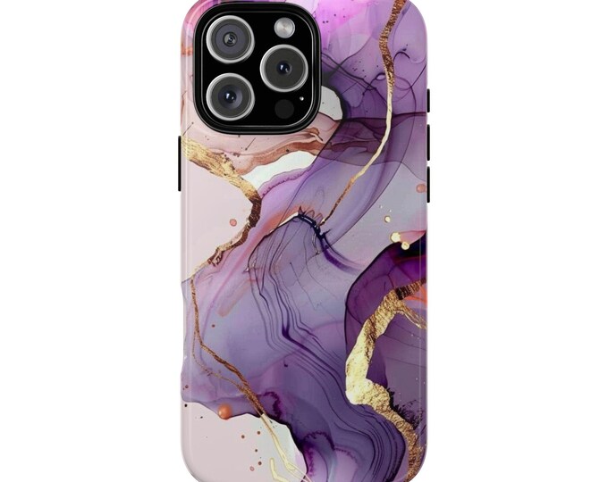 Lavender Marble Purple White Gold Accents Phone Case: iPhone, Galaxy, Pixel - Lifetime Warranty