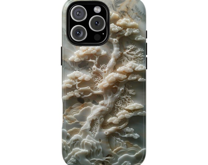 Ivory Stone White Bonsai Tree Marble Phone Case: iPhone, Galaxy, Pixel - Lifetime Warranty