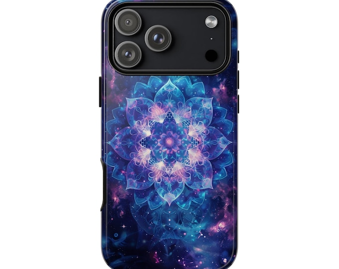 Cosmic Purple Blue Mandala Floral Phone Case: iPhone, Samsung Galaxy, Google Pixel