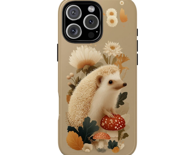 Cute Hedgehog Mushroom Florals Phone Case: iPhone, Galaxy, Pixel - Lifetime Warranty