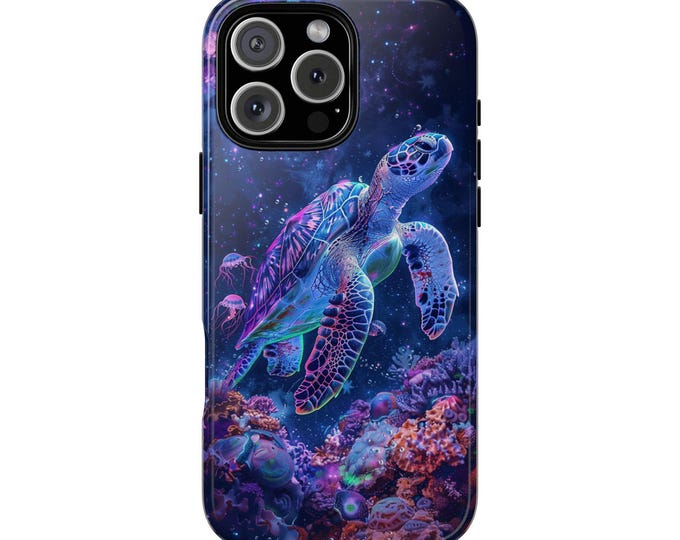 Deep Ocean Sea Turtle Reef Neon Purple Phone Case: iPhone, Galaxy, Pixel - Lifetime Warranty
