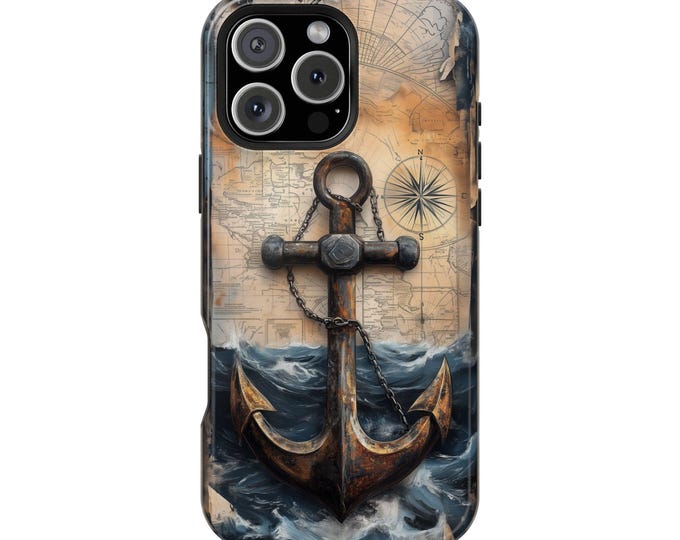 Anchor Compass Vintage Map Collage Phone Case: iPhone, Galaxy, Pixel - Lifetime Warranty