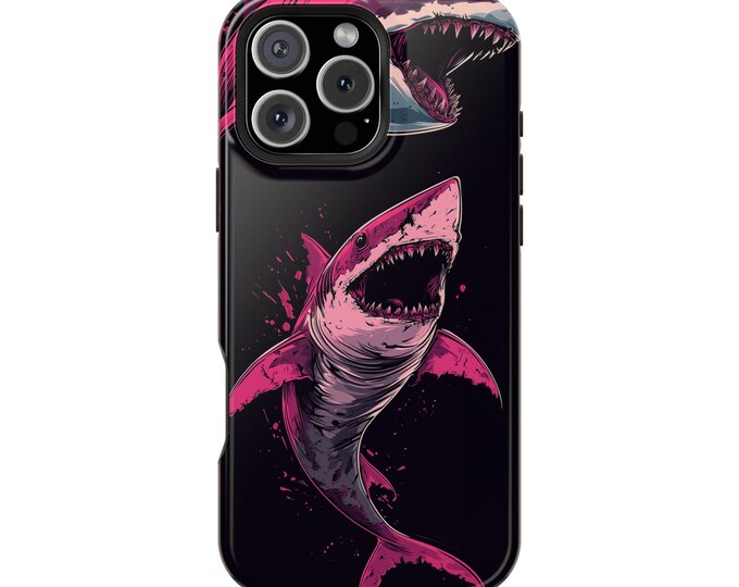 Neon Retro Great White Sharks Retro Shark Artwork Phone Case: iPhone, Galaxy, Pixel - Lifetime Warranty