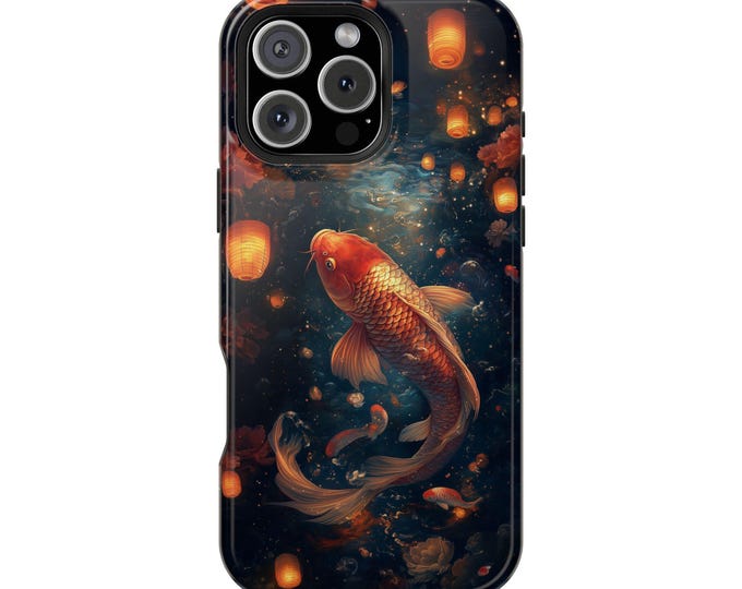 Dreamlike Koi Fish Floating Lanterns Phone Case: iPhone, Galaxy, Pixel - Lifetime Warranty
