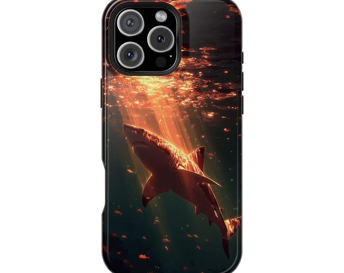 Shark Iridescent Ocean Orange Glow Phone Case: iPhone, Galaxy, Pixel - Lifetime Warranty