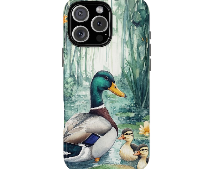 Mallard Duck Watercolor Ducklings Water Phone Case: iPhone, Galaxy, Pixel - Lifetime Warranty