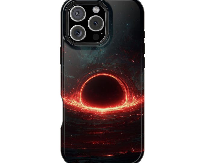 Black Hole Red Glow Space Void Phone Case: iPhone, Galaxy, Pixel - Lifetime Warranty