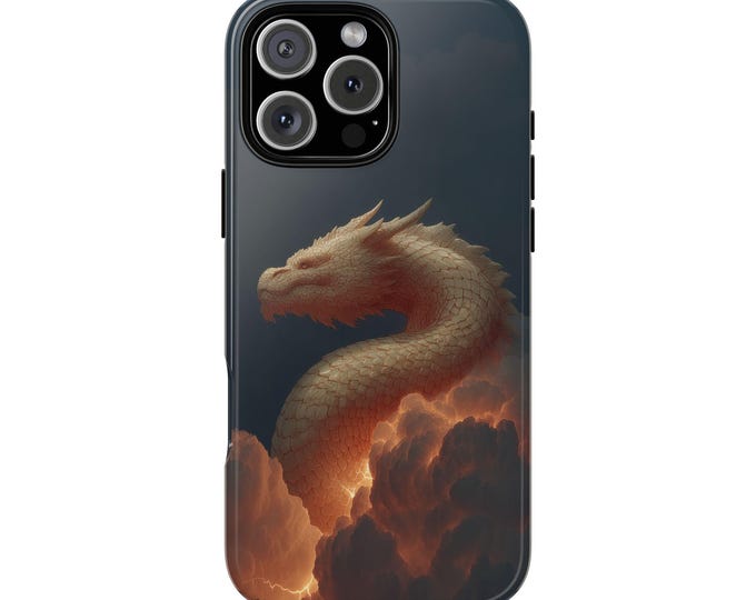 Dragon Clouds Lightning Golden Storm Phone Case: iPhone, Galaxy, Pixel - Lifetime Warranty