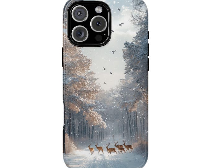 Deers Snowy Forest Snow Wonderland Phone Case: iPhone, Galaxy, Pixel - Lifetime Warranty