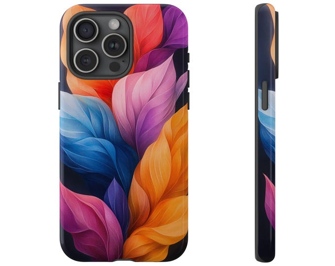 Vibrant Floral Phone Case | iPhone, Samsung Galaxy, Pixel | Beautiful Flowers Colorful Flowing Leaves Color Wildflower Design Tough Cover