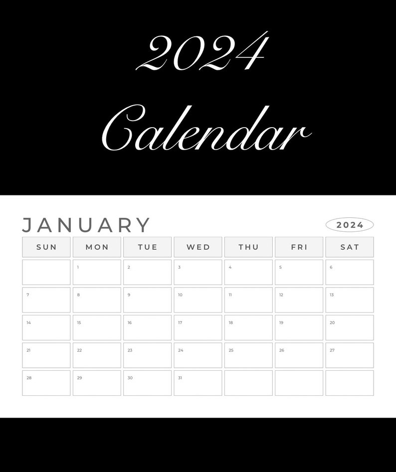 Printable 2024 Minimalist Calendar Etsy