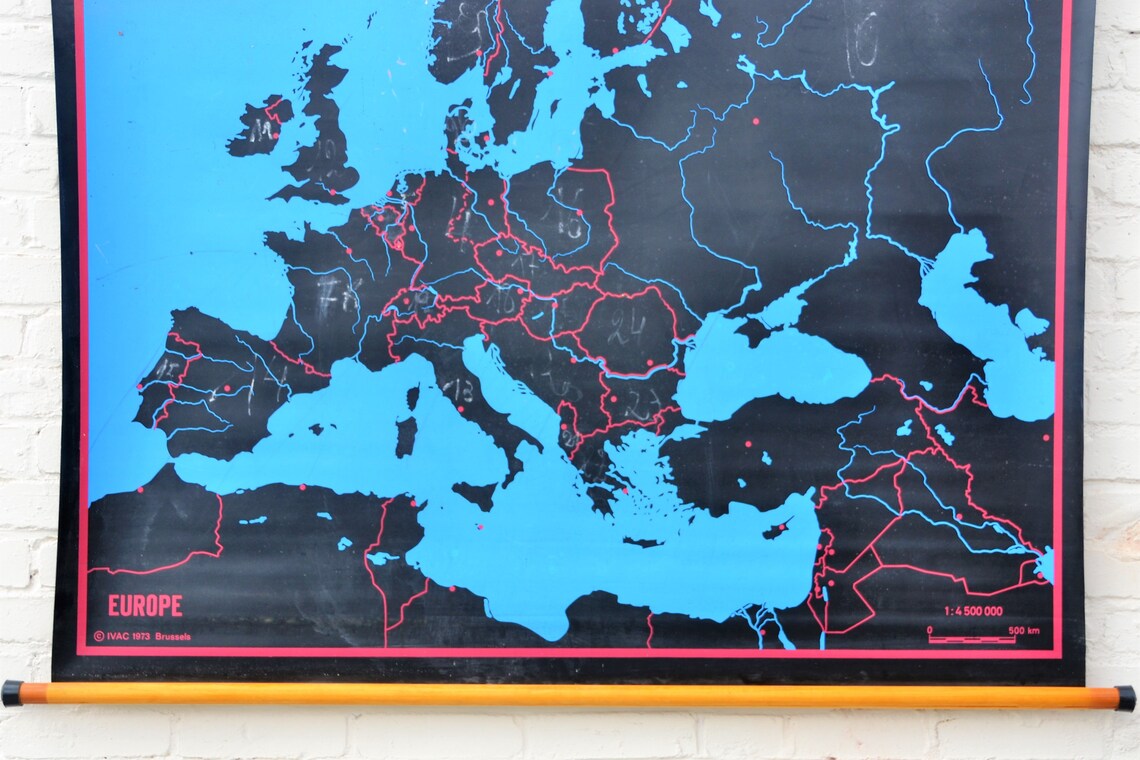 Vintage Karte von Europa 1973 Etsy