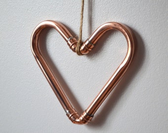 Copper Heart Decoration, Handmade Soldered Wall Art, Shelf Ornament, Hanging Romantic Gift for Valentine’s Day, Wedding,7th Anniversary Gift