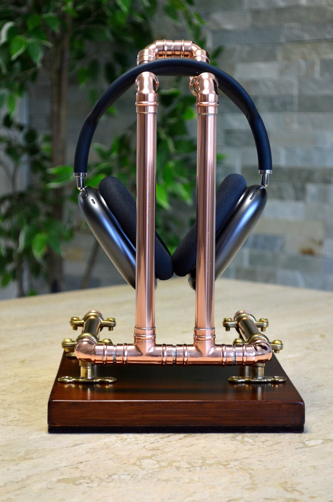 Headphone/Headset Stand/Holder Copper Pipe Brass & Wood Etsy